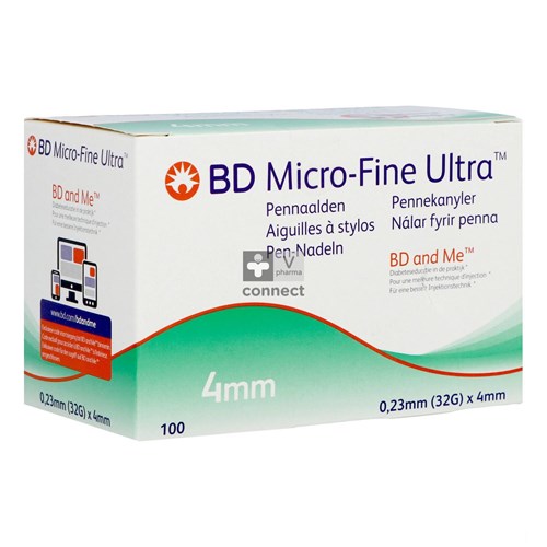 Bd Microfine Ultra Aiguille Stylo 4 mm 32G 100 Pièces