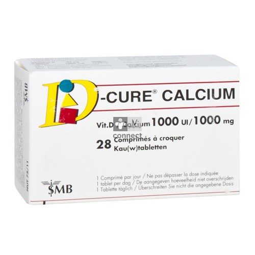 D Cure Calcium 1000mg/1000ui Kauwtabl 28