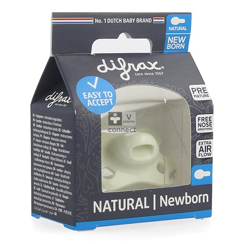 Difrax Sucette Natural Newborn Uni Crème
